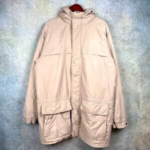 Vintage 90s LL Bean Long-Line Khaki Hooded Parka Coat Mens Size L Tall